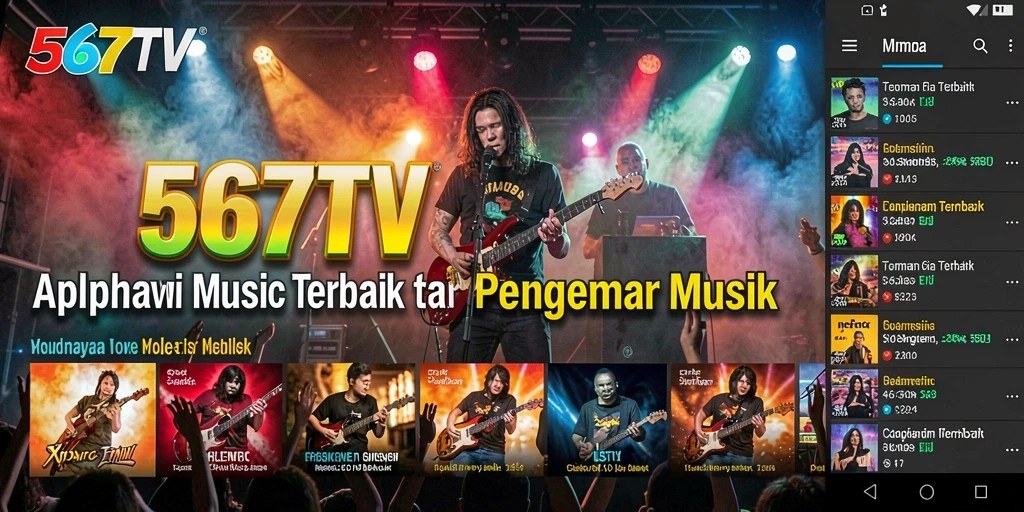 Screenshot 567TV menunjukkan pengguna menikmati berbagai lagu secara interaktif.
