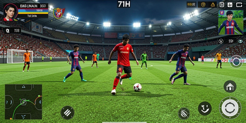 Tampilan gameplay menegangkan dalam pertandingan sepak bola 71H.