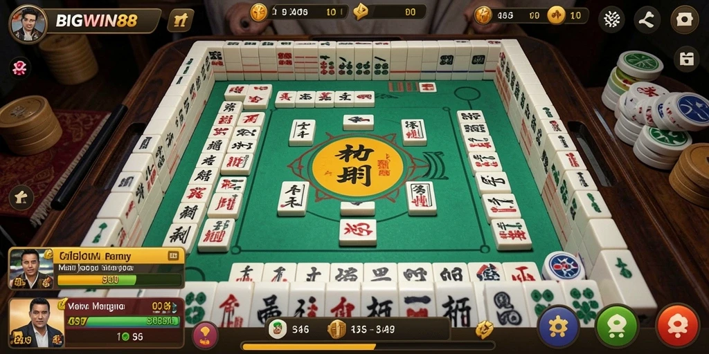 Screenshot gameplay BIGWIN88, menampilkan aksi permainan Mahjong yang menarik.