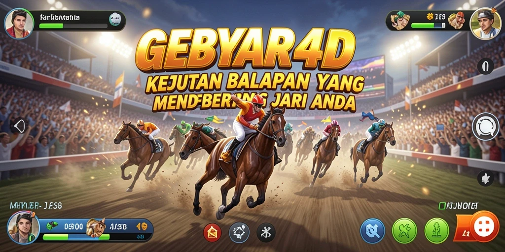 Screenshot GEBYAR4D menampilkan aksi balapan mendebarkan dan visual menarik.