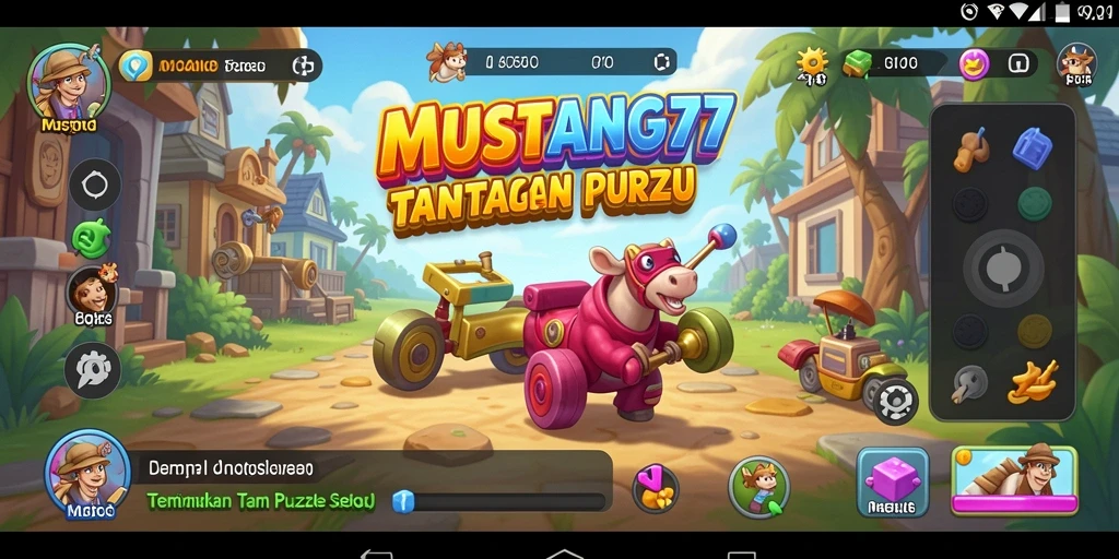 Screenshot gameplay MUSTANG77 menunjukkan tantangan Puzzle yang menarik.