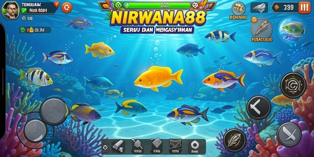 Gameplay NIRWANA88 menampilkan aksi menembak ikan yang seru.