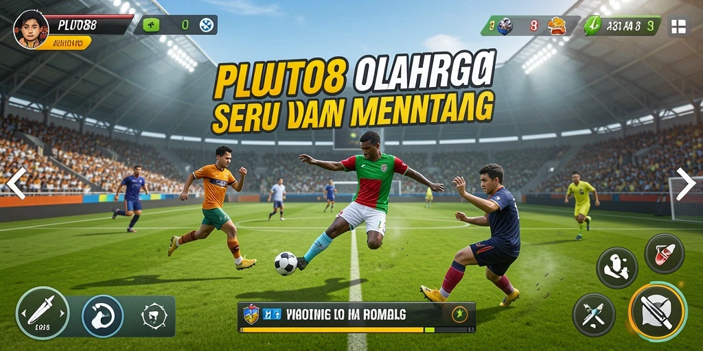 Screenshot utama PLUTO88 menampilkan aksi pertandingan olahraga yang seru.