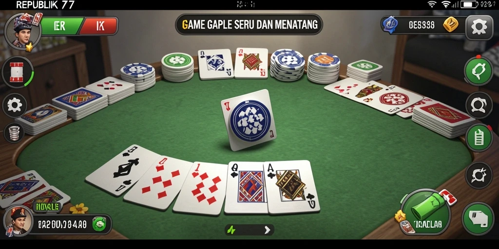 Tampilan gameplay seru dari REPUBLIK77 dalam bermain Gaple.