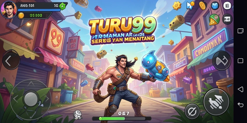 Tampilan gameplay TURU99 yang penuh warna dan dinamis.