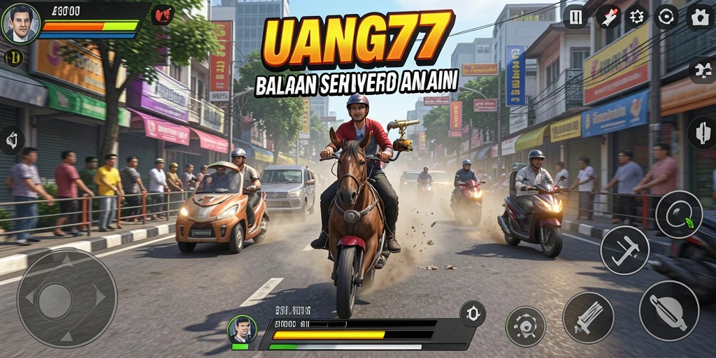 Screenshot UANG77 menampilkan aksi balapan yang mendebarkan di jalanan.
